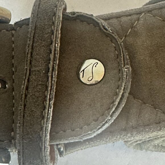 Tailored Sportsman Quilted Leather Belt Soft Gray Silver Sz Small Handmade Italy - Picture 2 of 11